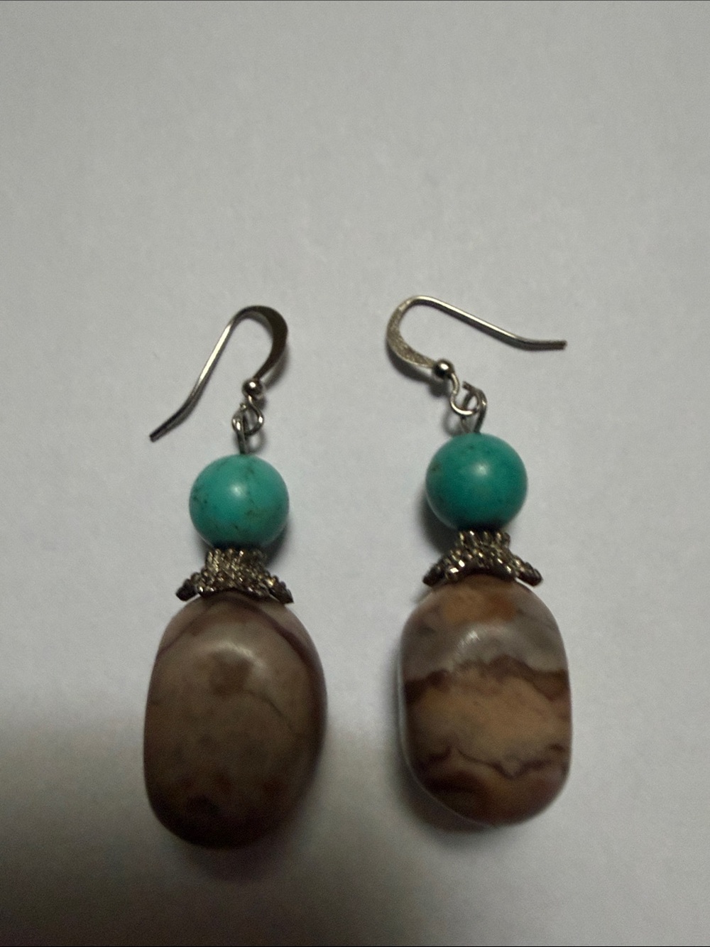 Turquoise and Brown Stone Drop Earrings - Women's Jewelry